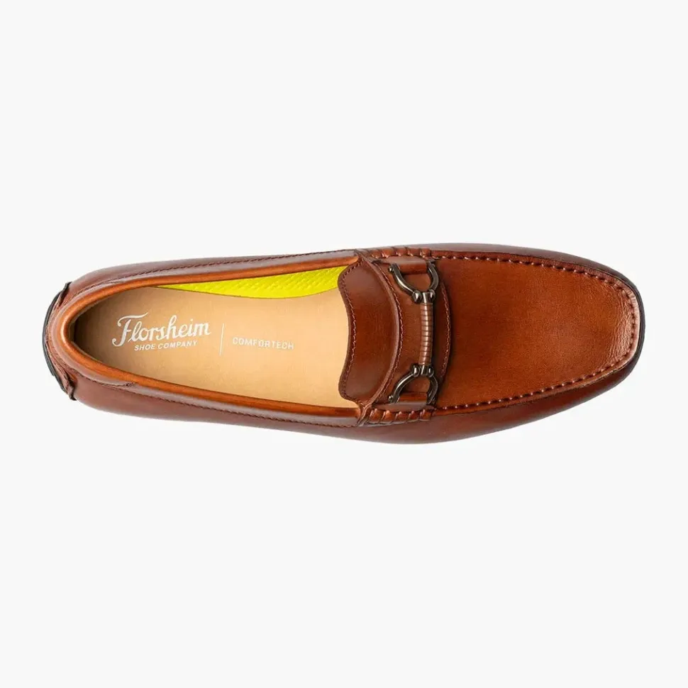 Florsheim Mens Motor Cognac Brown Slip On Bit Driver Loafer Leather Dress Shoes