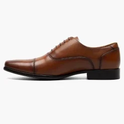 Florsheim Mens Postino Cognac Brown Oxford Cap Toe Leather Dress Shoes