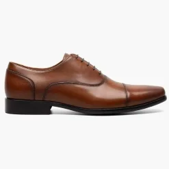 Florsheim Mens Postino Cognac Brown Oxford Cap Toe Leather Dress Shoes