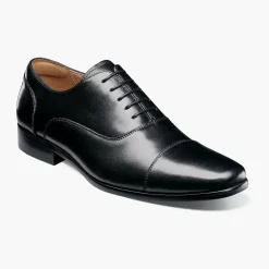 Florsheim Mens Postino Solid Black Oxford Cap Toe Leather Dress Shoes