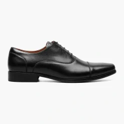 Florsheim Mens Postino Solid Black Oxford Cap Toe Leather Dress Shoes