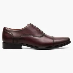 Florsheim Mens Postino Wine Red Oxford Cap Toe Leather Dress Shoes