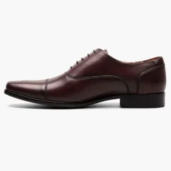 Florsheim Mens Postino Wine Red Oxford Cap Toe Leather Dress Shoes