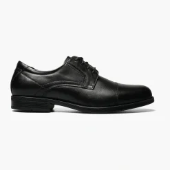 Florsheim Mens Solid Black Midtown Cap Toe Oxford Leather Dress Shoes