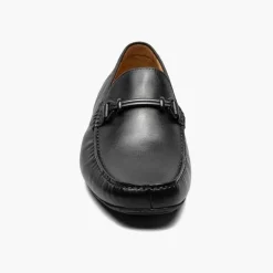 Florsheim Mens Talladega Solid Black Slip-on Moc Toe Bit Loafer Dress Shoes