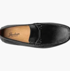 Florsheim Mens Talladega Solid Black Slip-on Moc Toe Bit Loafer Dress Shoes