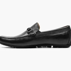 Florsheim Mens Talladega Solid Black Slip-on Moc Toe Bit Loafer Dress Shoes