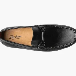 Florsheim Mens Talladega Solid Black Slip-on Moc Toe Bit Loafer Dress Shoes