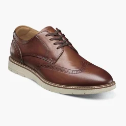 Florsheim Vibe Men's Cognac Leather Lace Up Wingtip Oxford Dress Shoes