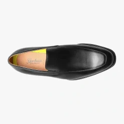 Florshiem Mens Amelio Black Moc Toe Slip On Leather Dress Shoes