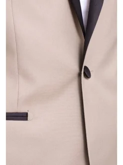 Gino Vitale Mens Slim Fit Khaki Tan One Button Tuxedo Suit With Shawl Lapels