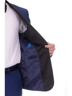 Gino Vitale Slim Fit Indigo Blue One Button Tuxedo Suit With Satin Shawl Lapel