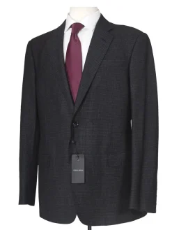Giorgio Armani Mens Charcoal Gingham Wool Blend 2 Piece Suit