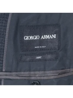 Giorgio Armani Mens Charcoal Gingham Wool Blend 2 Piece Suit
