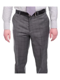 Giorgio Cosani Classic Fit Gray Windowpane Two Button Stretch Wool Suit
