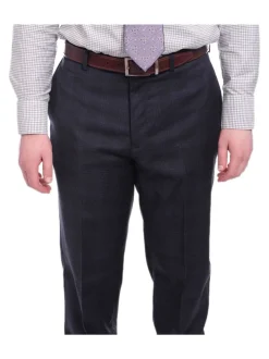 Giorgio Cosani Classic Fit Subtle Blue Windowpane Two Button Stretch Wool Suit