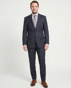 Giorgio Cosani Classic Fit Subtle Blue Windowpane Two Button Stretch Wool Suit