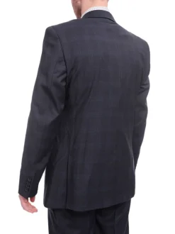 Giorgio Cosani Classic Fit Subtle Blue Windowpane Two Button Stretch Wool Suit