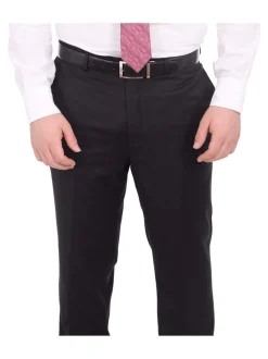 Giorgio Cosani Regular Fit Solid Black Two Button Wool Suit