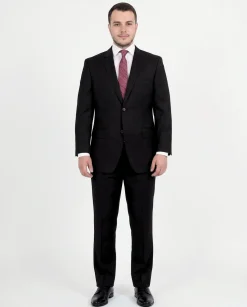 Giorgio Cosani Regular Fit Solid Black Two Button Wool Suit