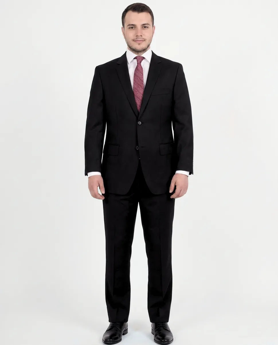 Giorgio Cosani Regular Fit Solid Black Two Button Wool Suit