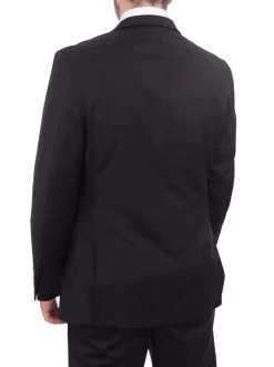 Giorgio Cosani Regular Fit Solid Black Two Button Wool Suit