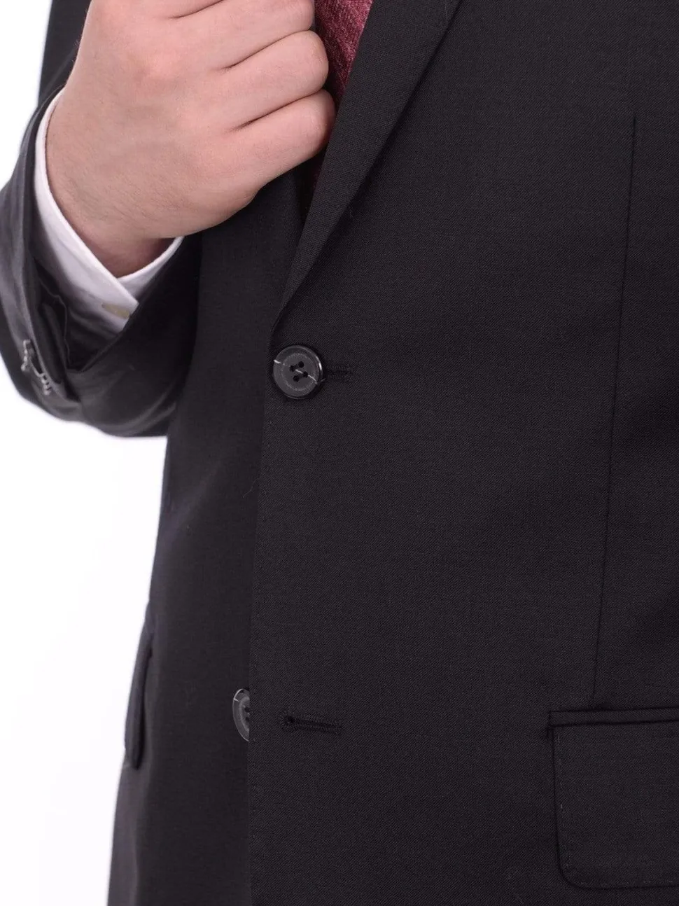 Giorgio Cosani Regular Fit Solid Black Two Button Wool Suit