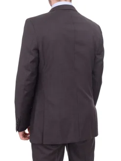 Giorgio Cosani Regular Fit Solid Dark Olive Brown Wool Cashmere Blend Suit