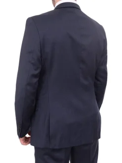 Giorgio Cosani Regular Fit Solid Navy Blue Two Button Wool Suit
