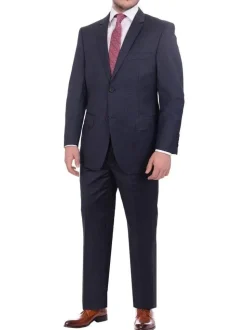 Giorgio Cosani Regular Fit Solid Navy Blue Two Button Wool Suit