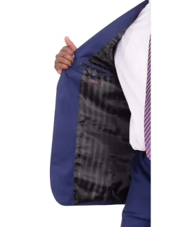 Giorgio Cosani Regular Fit Solid Royal Blue Two Button Wool Cashmere Blend Suit