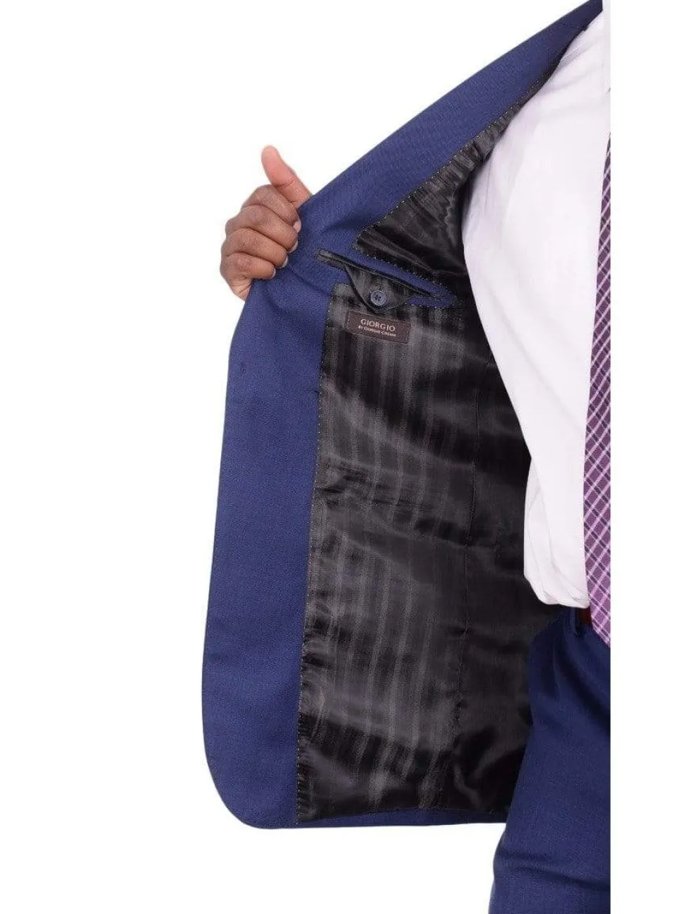 Giorgio Cosani Regular Fit Solid Royal Blue Two Button Wool Cashmere Blend Suit
