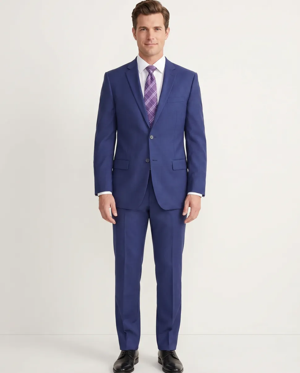Giorgio Cosani Regular Fit Solid Royal Blue Two Button Wool Cashmere Blend Suit