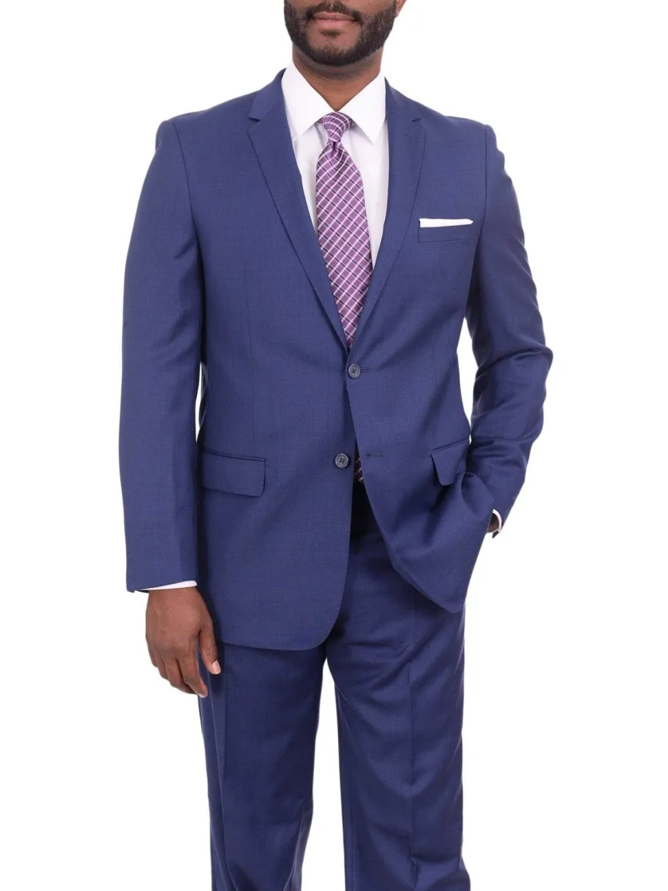 Giorgio Cosani Regular Fit Solid Royal Blue Two Button Wool Cashmere Blend Suit