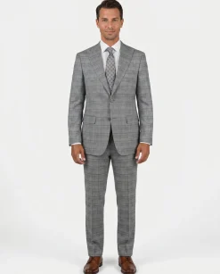 Giorgio Fiorelli Men's Light Gray Plaid Classic Fit Stretch Suit