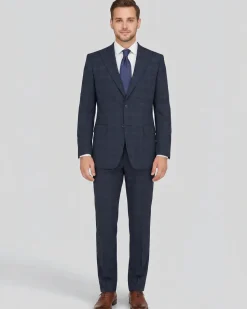 Giorgio Fiorelli Mens Navy Blue Plaid 2 Button 2 Piece Suit
