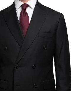 Giorgio Fiorelli Solid Black Slim Fit Peak Lapel 2 Piece Suit