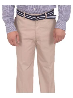Haggar Regular Fit Solid Beige Flat Front Washable Chino Cotton Blend Pants