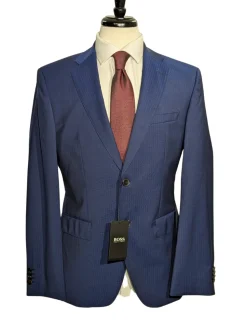 Hugo Boss Blue Pinstripe Notch Lapel Two-Button Stretch Wool Suit 38R