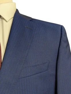 Hugo Boss Blue Pinstripe Notch Lapel Two-Button Stretch Wool Suit 38R