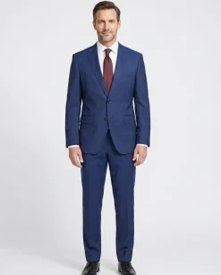 Hugo Boss Blue Pinstripe Notch Lapel Two-Button Stretch Wool Suit 38R