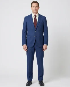 Hugo Boss Blue Pinstripe Slim Fit Notch Lapels 2-Button Wool Silk Suit - 46R