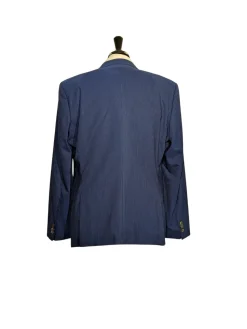 Hugo Boss Blue Pinstripe Slim Fit Notch Lapels 2-Button Wool Silk Suit - 46R
