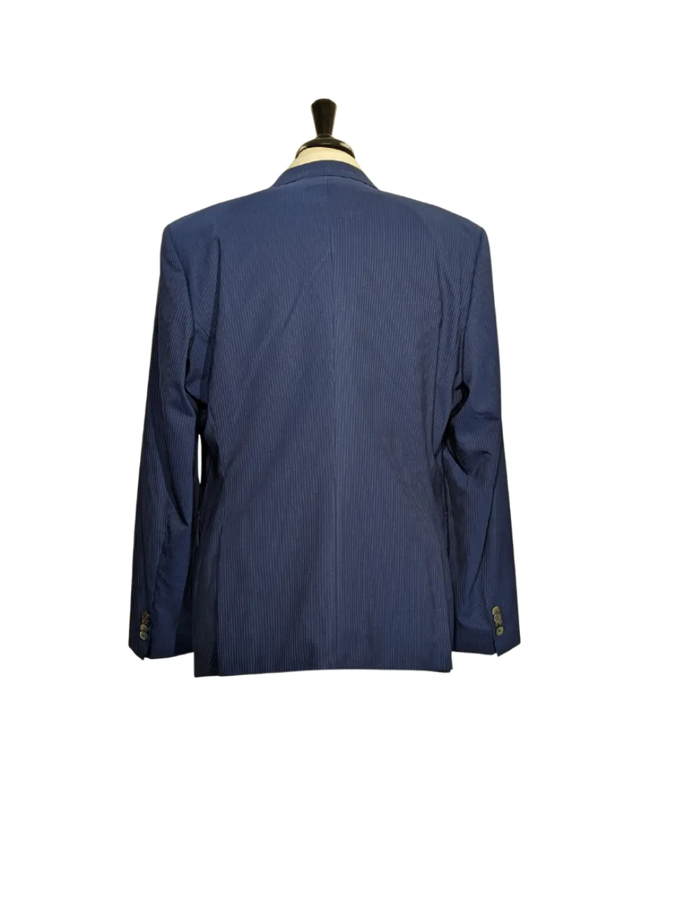 Hugo Boss Blue Pinstripe Slim Fit Notch Lapels 2-Button Wool Silk Suit - 46R