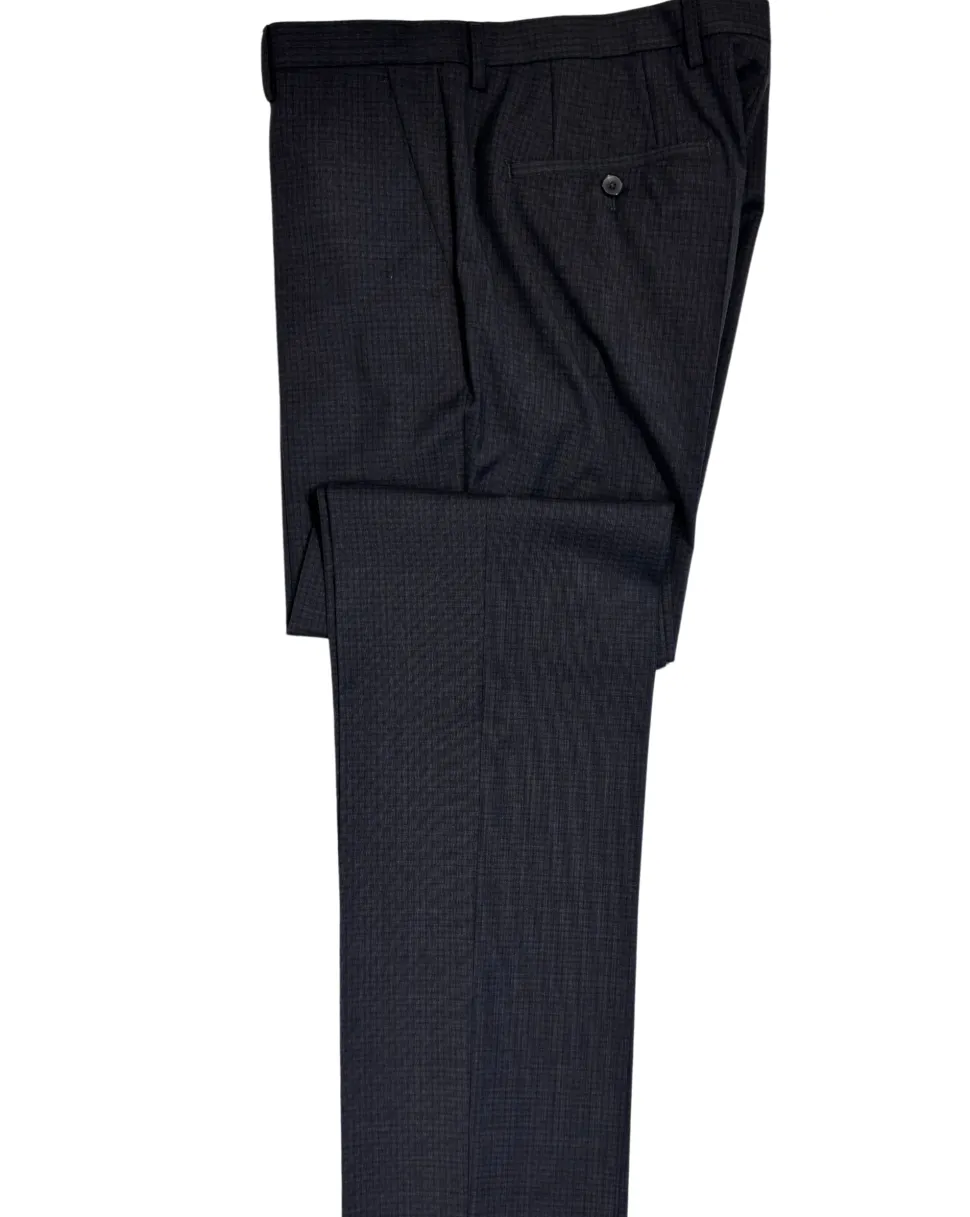Hugo Boss Charcoal Gray Micro-Check Slim Fit Notch Lapel 2-Button Suit 40L