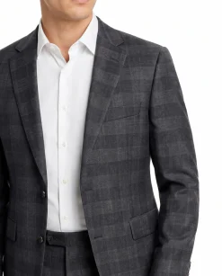 Hugo Boss Charcoal gray Tonal Windowpane Notch Lapel Classic Fit 2-Button Wool Suit 40L