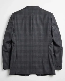 Hugo Boss Charcoal gray Tonal Windowpane Notch Lapel Classic Fit 2-Button Wool Suit 40L