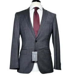 Hugo Boss Charcoal Modern Fit Two Button Closure Notch Lapel Wool Suit