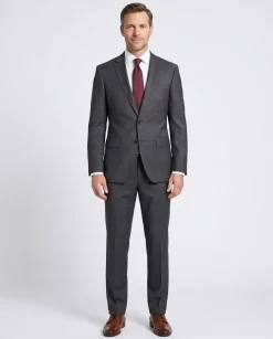 Hugo Boss Charcoal Modern Fit Two Button Closure Notch Lapel Wool Suit