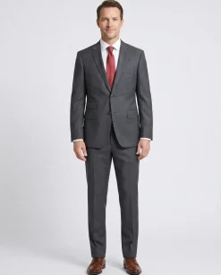Hugo Boss Classic Fit Charcoal Micro-Check Notch Lapel Two Button Wool Suit